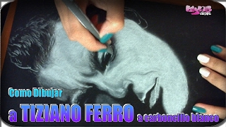 Dibujando a TIZIANO FERRO sobre cartulina negra || Come disegnare Tiziano ferro  (By Kyas Arte)