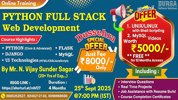 PYTHON FULL STACK Web Development Online Training @ DURGASOFT