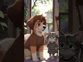 A hardworking dog and a lazy cat,,