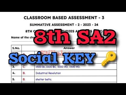 8th 💯SA-2 Answer Key SOCIAL 💯Real Question Paper 2023-2024 