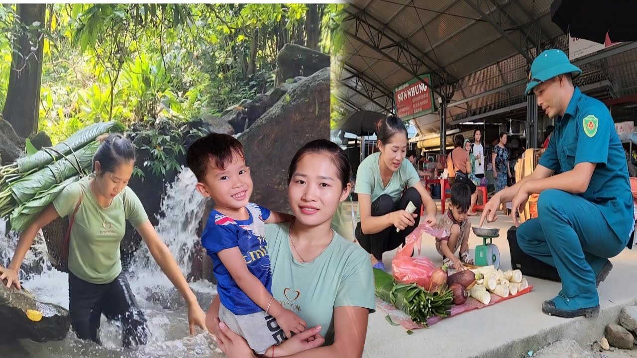single mother harvests food from the forest to sell at the market ...