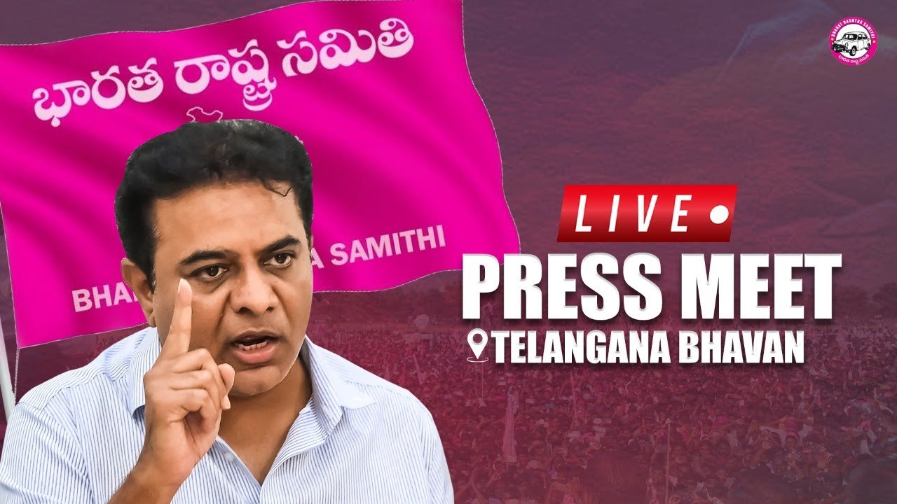 Live: BRS Working President KTR addressing the media at Telangana Bhavan