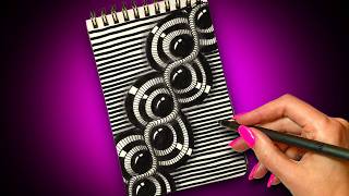 3D Zentangle Art for Beginners ✍️ Easy Optical Illusion Doodle Pattern