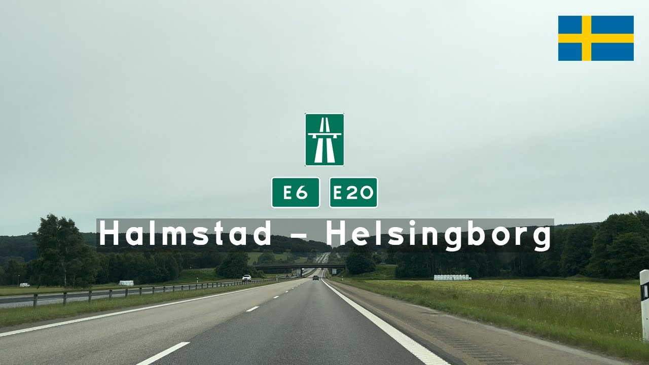 [4KHDR] Driving in Sweden: Motorväger E6 & E20 from Halmstad to Helsingborg