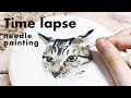 猫の刺繍ができるまで Hand embroidery art cat embroidery time lapse｜needle painting