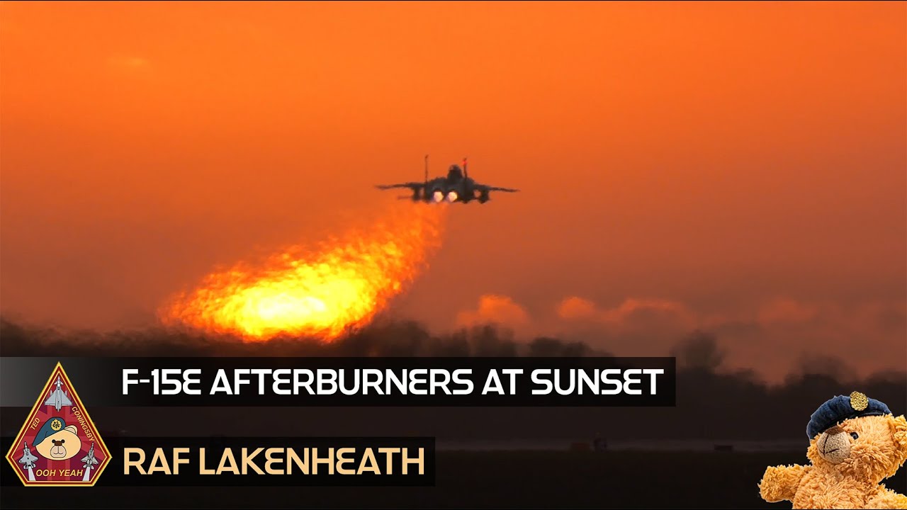 GLORIOUS F-15E AFTERBURNERS MELTING THE SUN IN GOLDEN HOUR • QUICK CLIMB FRIDAY RAF LAKENHEATH