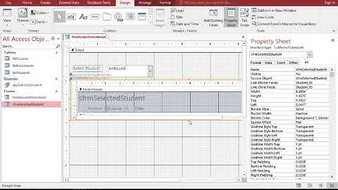 MS Access - Developing Database Outcomes, Forms, Subforms, Queries and Reports