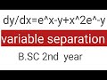 Solve the Differential Equation dy/dx=e^x-y+x^2 e^-y | #VariablesSeparable |B.sc, Class 12 etc|