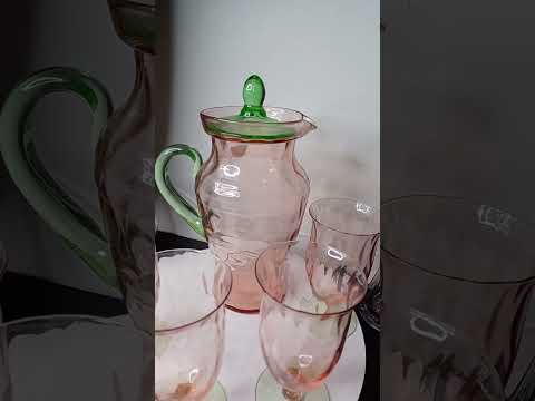 Tiffin Watermelon Glass and Hazel Atlas Juice Reamer Vintage Uranium Depression glass