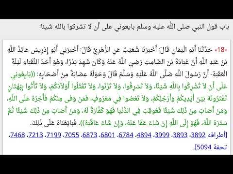 باب قول النبي صلى الله عليه وسلم بايعوني على ألا تشركوا بالله شيئا