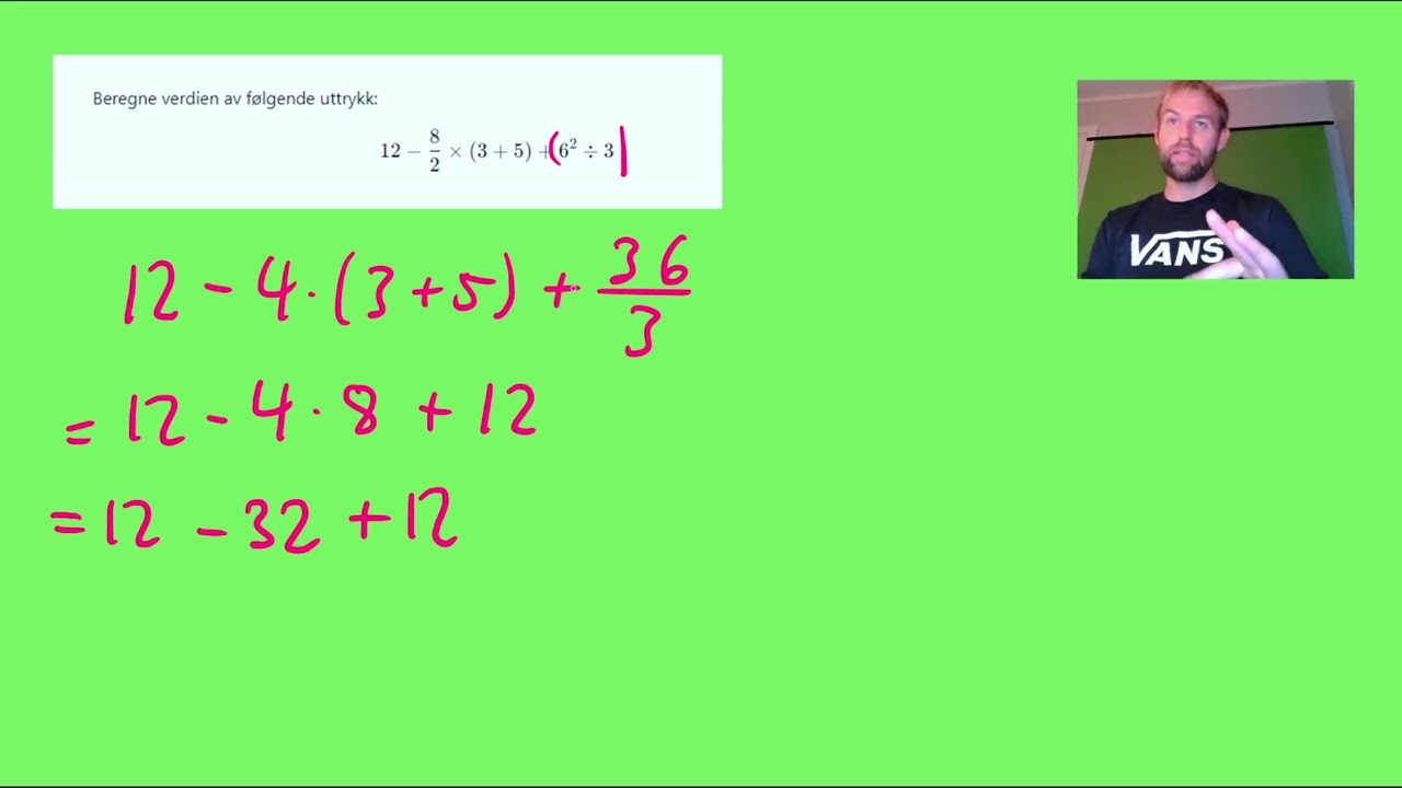 Matematikk 1P - 1.1 Grunnleggende regning - Regnerekkefølge -  Eksempler