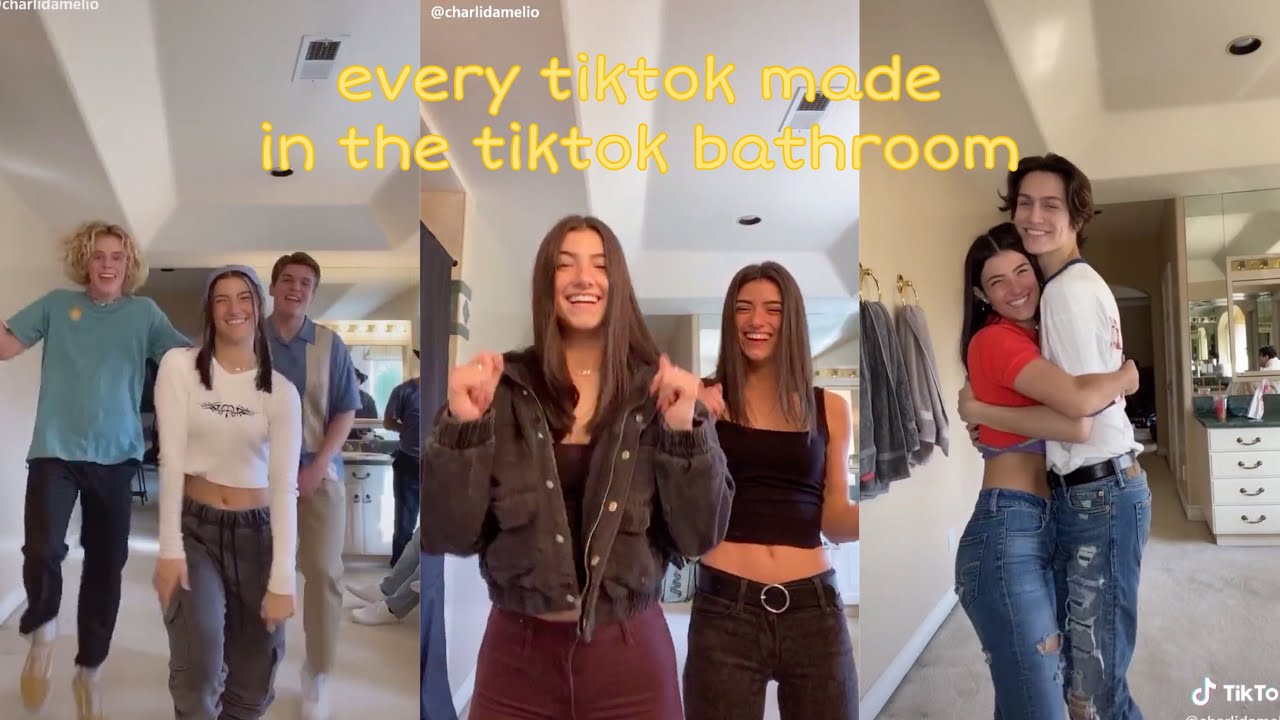 every tiktok made in the tiktok bathroom pt.1 charli YouTube