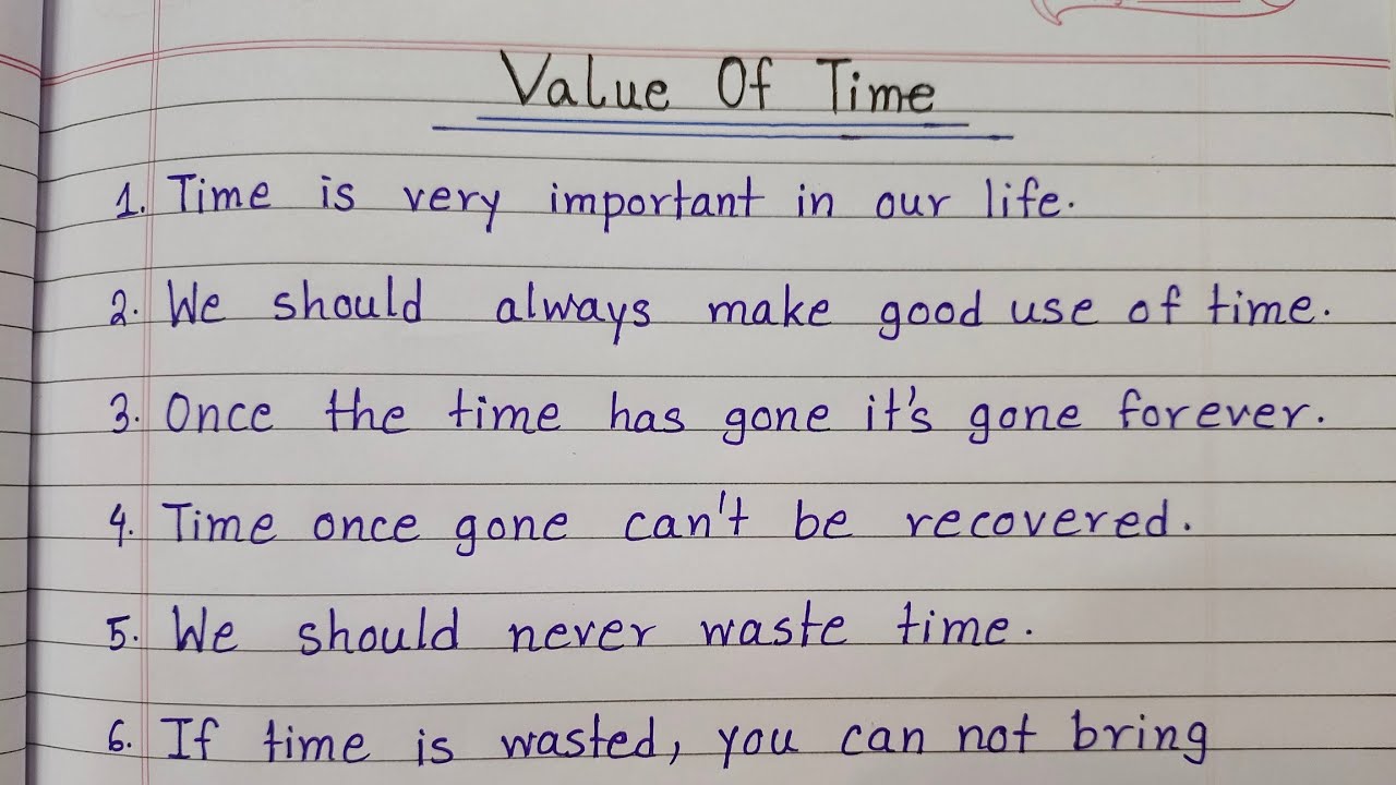 value of time essay 10 lines