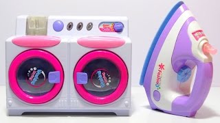 Twin Tub Toy Washing Machine with Iron Laundry Playset Unboxing and Review screenshot 5