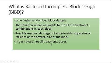 Balanced incomplete block design Introduction