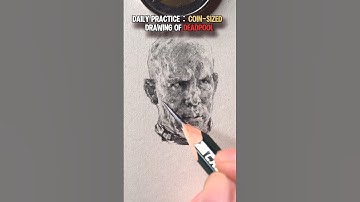 Daily practice：Coin-sized  Drawing of Deadpool #art #drawing #deadpool