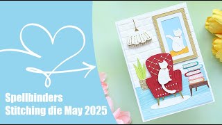 Cozy Cat Card with Spellbinders May 2025 Stitching Die of the Month! 🐱🪡