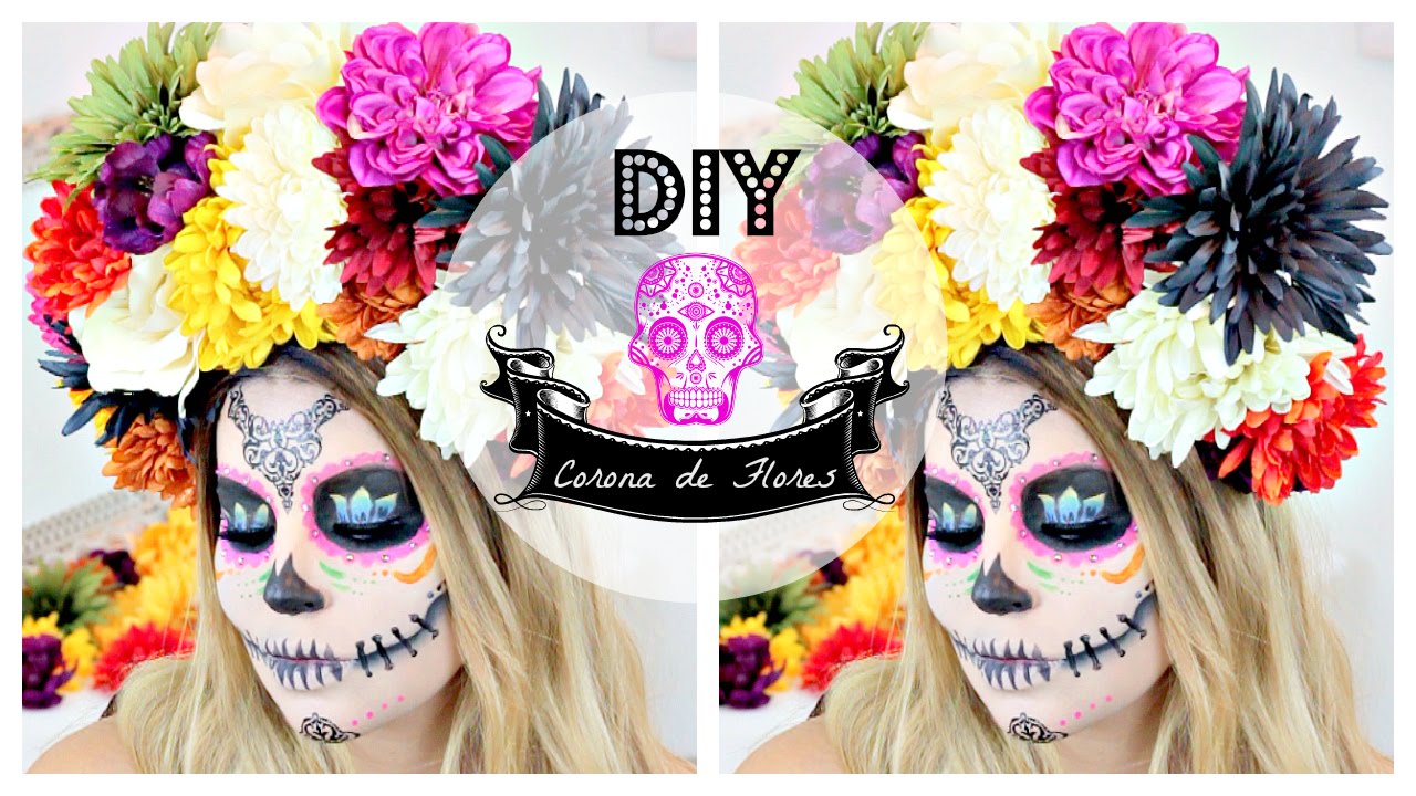 DIY- CORONA/DIADEMA de Flores para DIA DE LOS MUERTOS! - YouTube