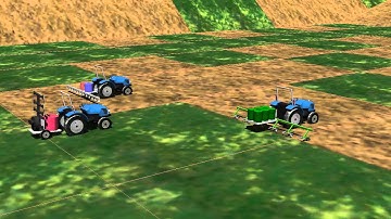 RHEA tractor robots simulation on uneven terrain (Webots)