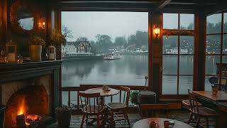 Relaxing Jazz LoFi by the Fire | French Cafe Vibes | Waterfront Views to Destress |Relax Study LoFi