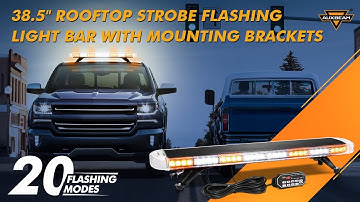 Auxbeam® 38.5" Amber&White Rooftop Strobe Flashing Light Bar with Mounting Bracket 20 Flashing Modes