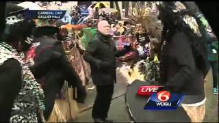 Mayor Landrieu Dances With Zulus Walking Warriors