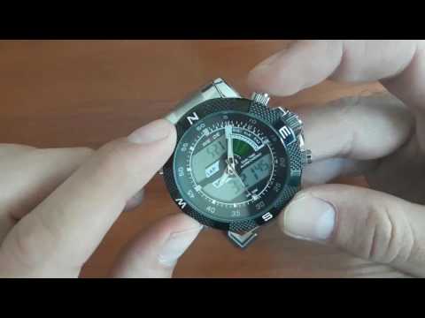 Стальные мужские часы Weide 1104 Aqua Steel с подсветкой. Настройка часов