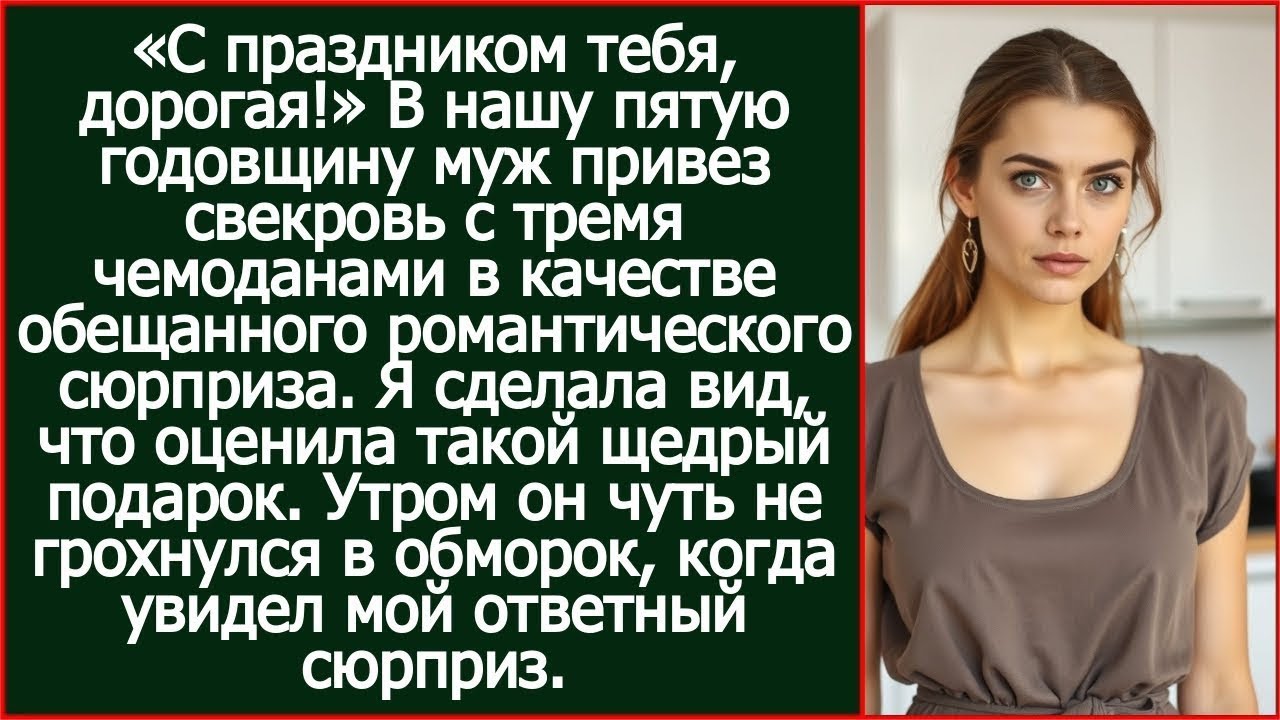 «С праздником тебя, дорогая!» В нашу пятую годовщину муж привез свекровь с тремя чемоданами