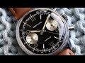 CRISP Breitling ref 9121 chronograph - reverse panda black glossy dial - Valjoux 7733 - all original