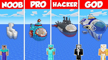 SUBMARINE WATER BASE BUILD CHALLENGE - Minecraft Battle: NOOB vs PRO vs HACKER vs GOD / Animation
