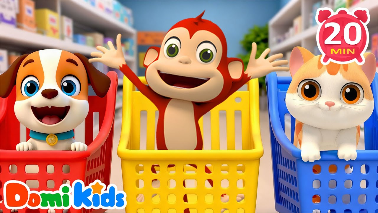 Human Baby & Animal Baby Ride in the Cart 🍼🐶 + More Animal Songs | Nursery Rhymes - Animal Party