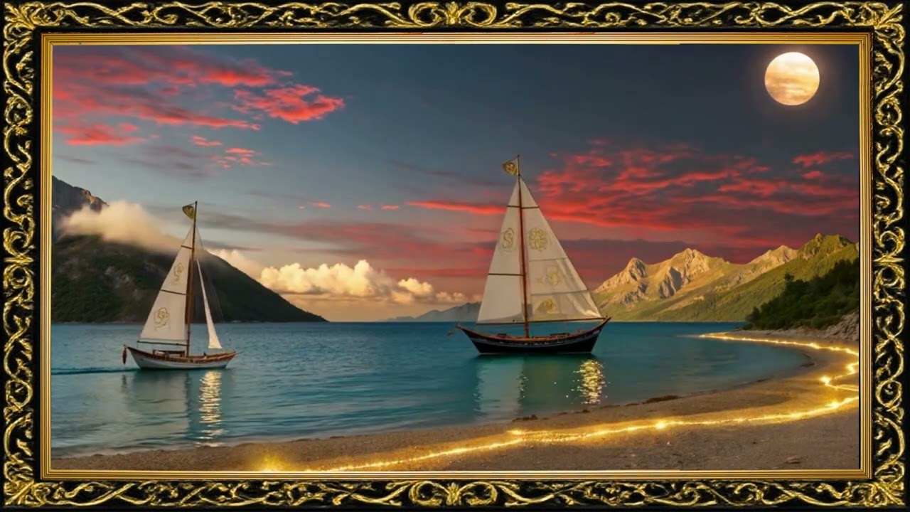 Tranquil Sailboat Moon Seascape for TV | 4K Frame Art TV Screensaver | Digital Frame Art Gallery