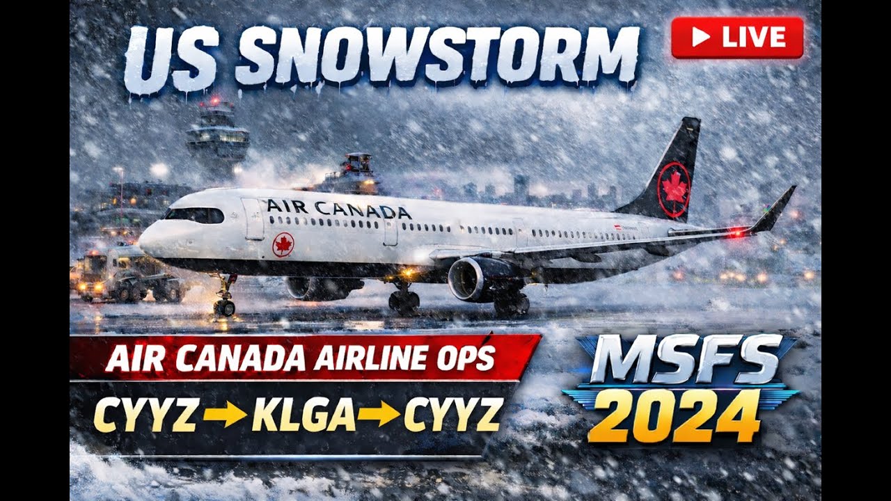 LIVE: US Snowstorm DISASTER! Air Canada A321 Winter Ops | CYYZ ➜ KLGA ➜ CYYZ | MSFS 2024