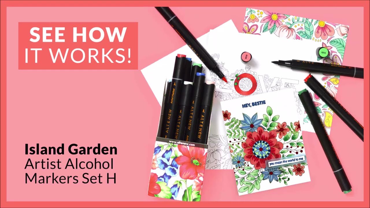 Altenew Artist Alcohol Markers Set F & Exotic Blooms Adult Marker Coloring  Book Bundle