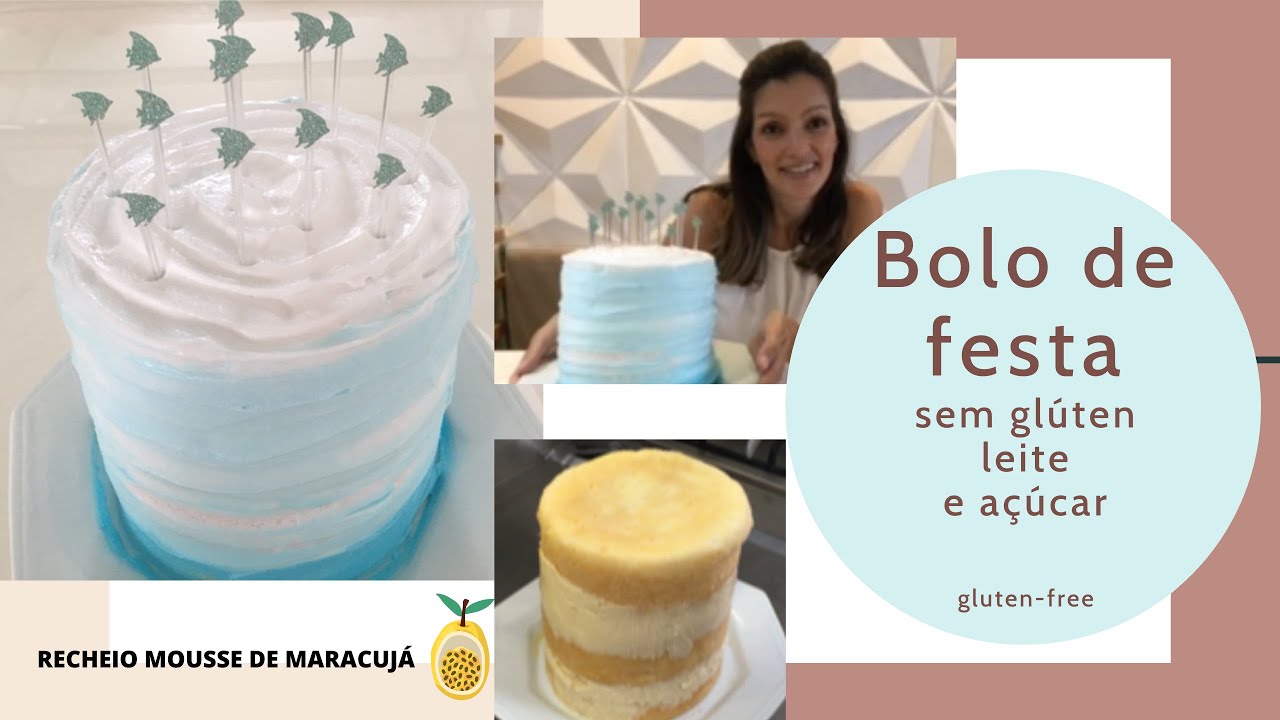 Bolo recheado sem glúten, lactose e açúcar!!! Com recheio de mousse de maracujá