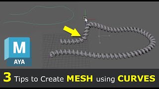 Quickly Transform Curves to Meshes in Maya:  Mesh Sweep, Extrude, & Curve Wrap