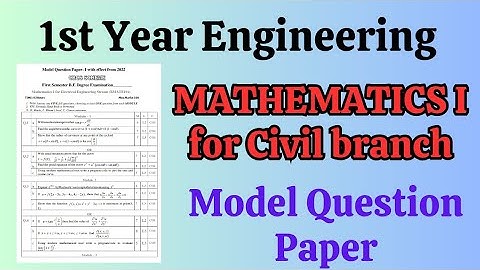 1st Year Engineering || MATHEMATICS -I for Civil Branch Model Question Paper #question