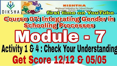 Integrating Gender in Schooling Processes| Nishtha module 7 | Nishtha 2.0 Activity 01 & 04 Quiz