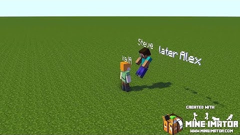 Steve doing a back flip over Alex on Mine-imator!