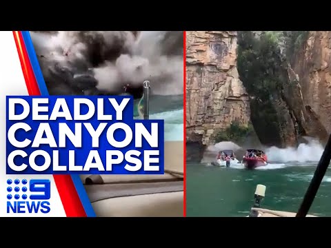 At least seven dead after boulder crashes on tourist boats in Brazil | 9 News Australia