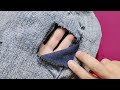 Learn DIY hand sewing skills to repair a hole on jeans in an amazing way