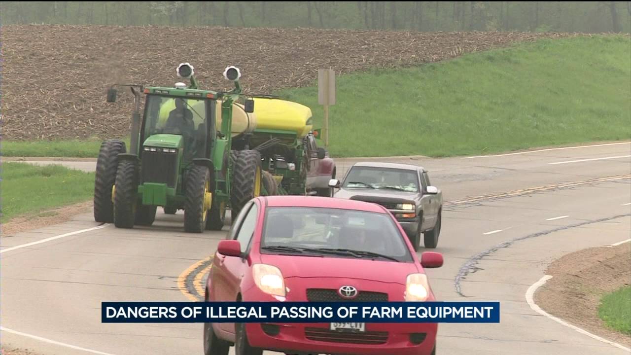 Illegal passing of farm equipment puts lives in danger - YouTube
