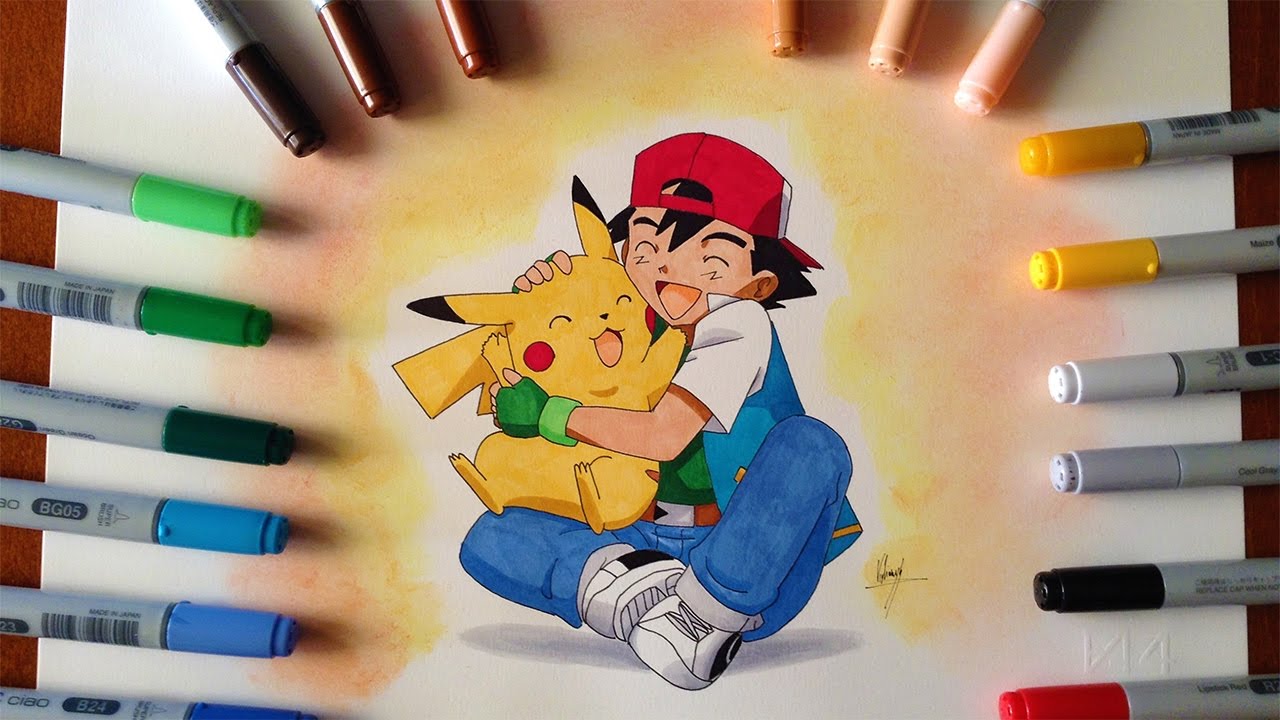 Pikachu e Ash - Desenho de nebraskaa_ - Gartic