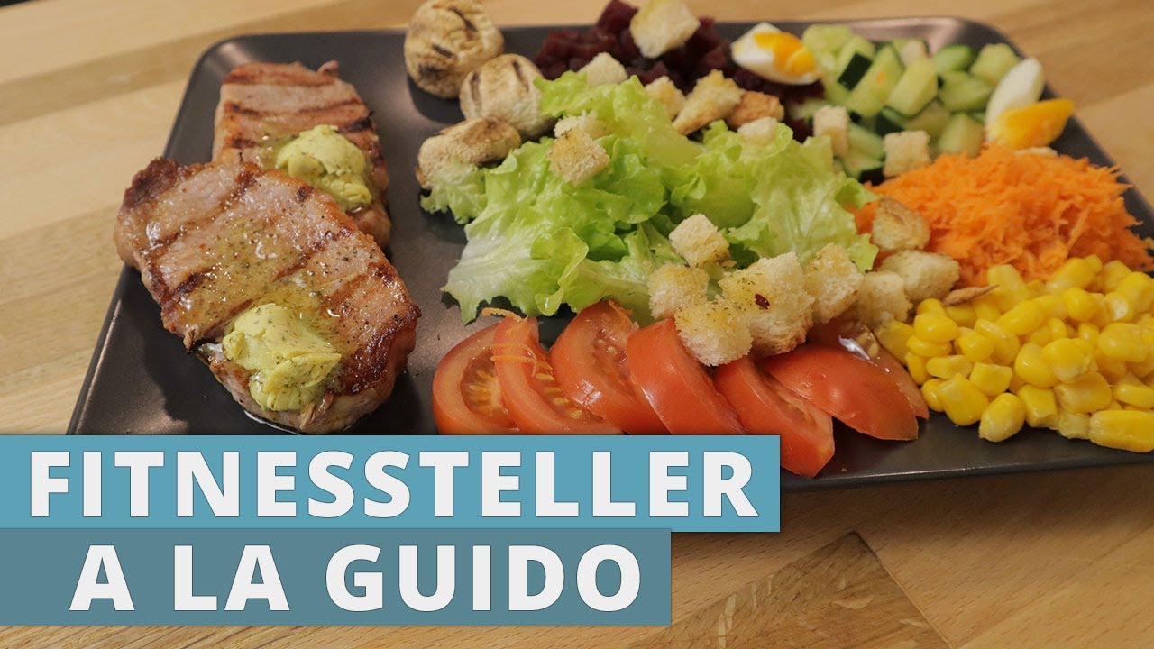 Fitnessteller mit Steak oder Crevetten a la Guido - YouTube