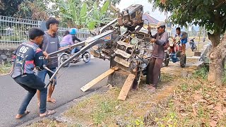 Traktor naik gerobak...!! Si bocil antar pulang traktor bang tata