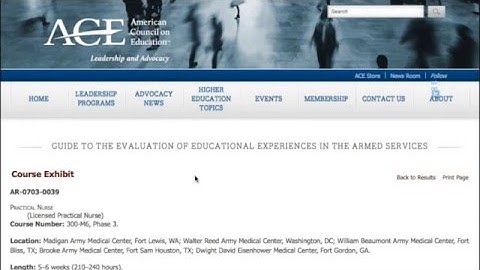 Adding Military Training Equivalencies into the Free Version of TES from CollegeSource