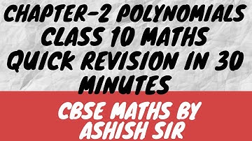 Cbse class 10 Maths Polynomials ll quick revision ll crash course
