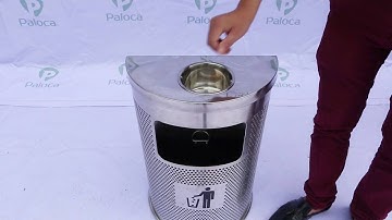 Thùng rác bán nguyệt dạng lưới có gạt tàn thuốc lá