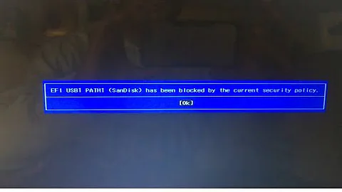 EFI USB1 PATH1 has been blocked by the current security policy