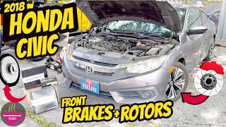 How to: 2018 Honda Civic Change Front Brake Pads and Rotors Replace DIY #honda #civic #brakerotors